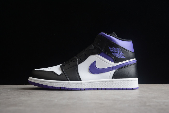 AIR JORDAN 1 MID WHITE BLACK PURPLE 554724-095